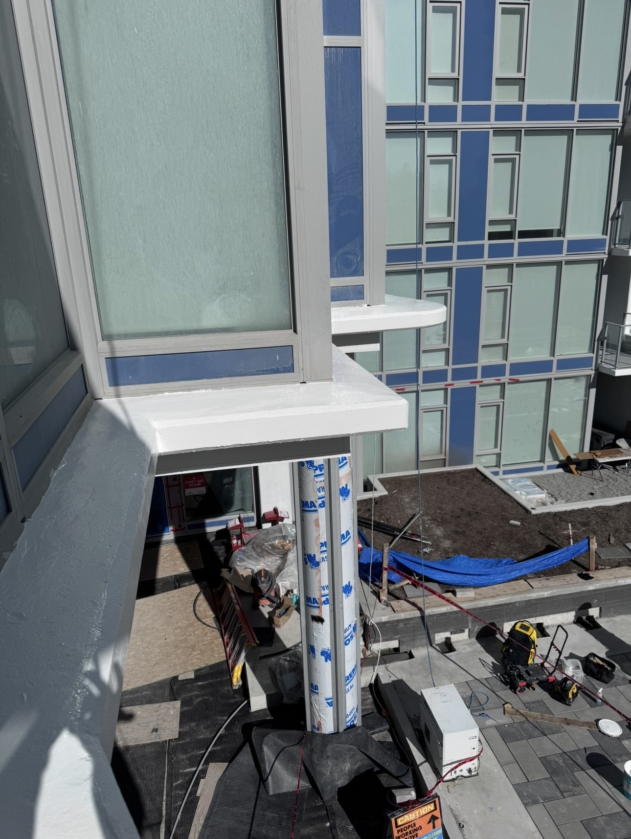 Waterproofing membrane service in progress